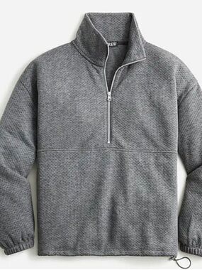 J.Crew Women's Terry Half-Zip Sweatshirt Grey Size XL